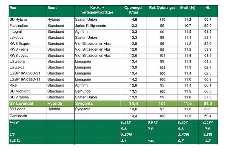 In de rassencijfers SPNA 2022-2023 scoort SY Lavendel wintergerst van Syngenta goed op opbrengst en kwaliteit