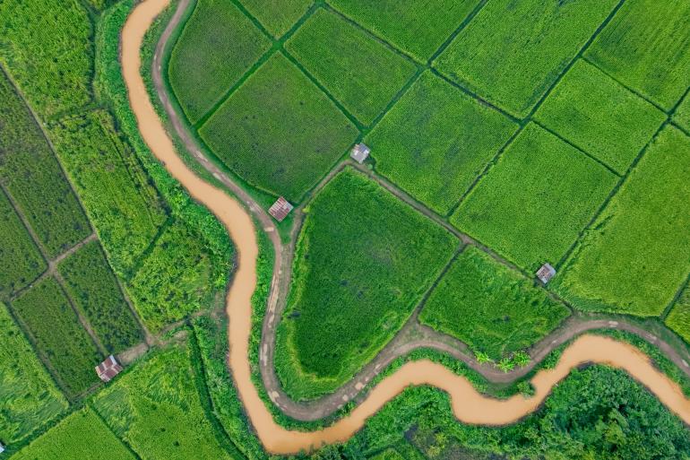 Bovenaanzicht landbouwgrond